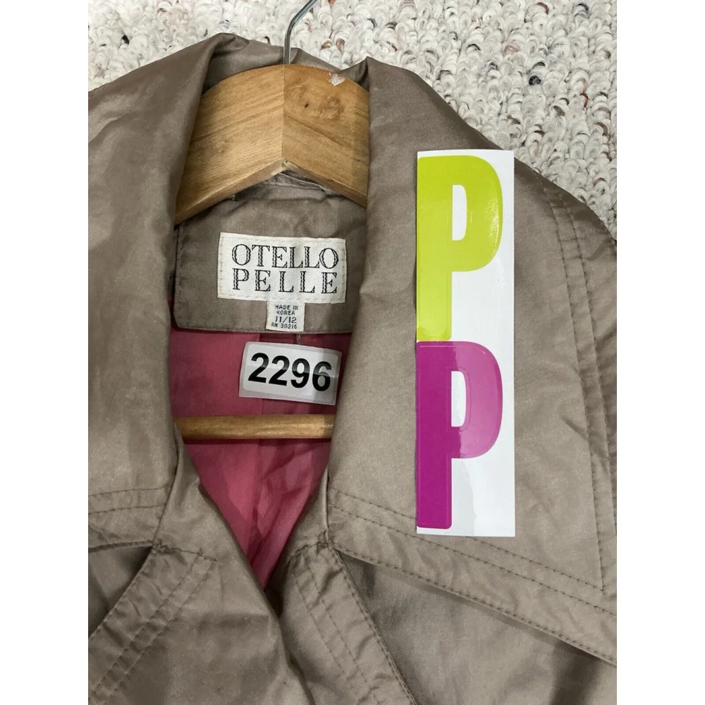 Womans Otello Pelle 11-12 Gold Long Raincoat Double Breasted